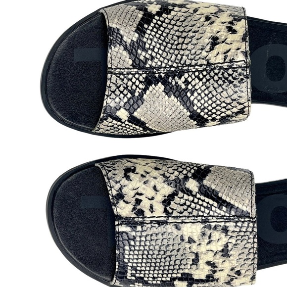 SOREL ELLA II BLOCK SLIDE SNAKESKIN RUBBER SOLE LEATHER SANDAL - Picture 9 of 10